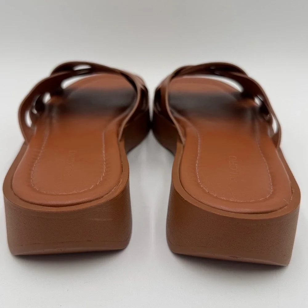 Pilcro Anthropologie Woven Slide Sandals Platform Women 40 EU 9 US Brown Chic